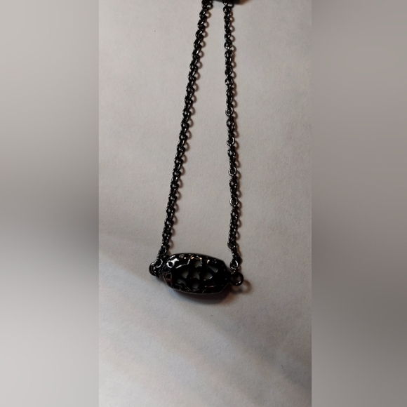 Kendra Scott Elaina Gunmetal Adjustable Chain Bracelet in Black Drusy - Picture 3 of 5